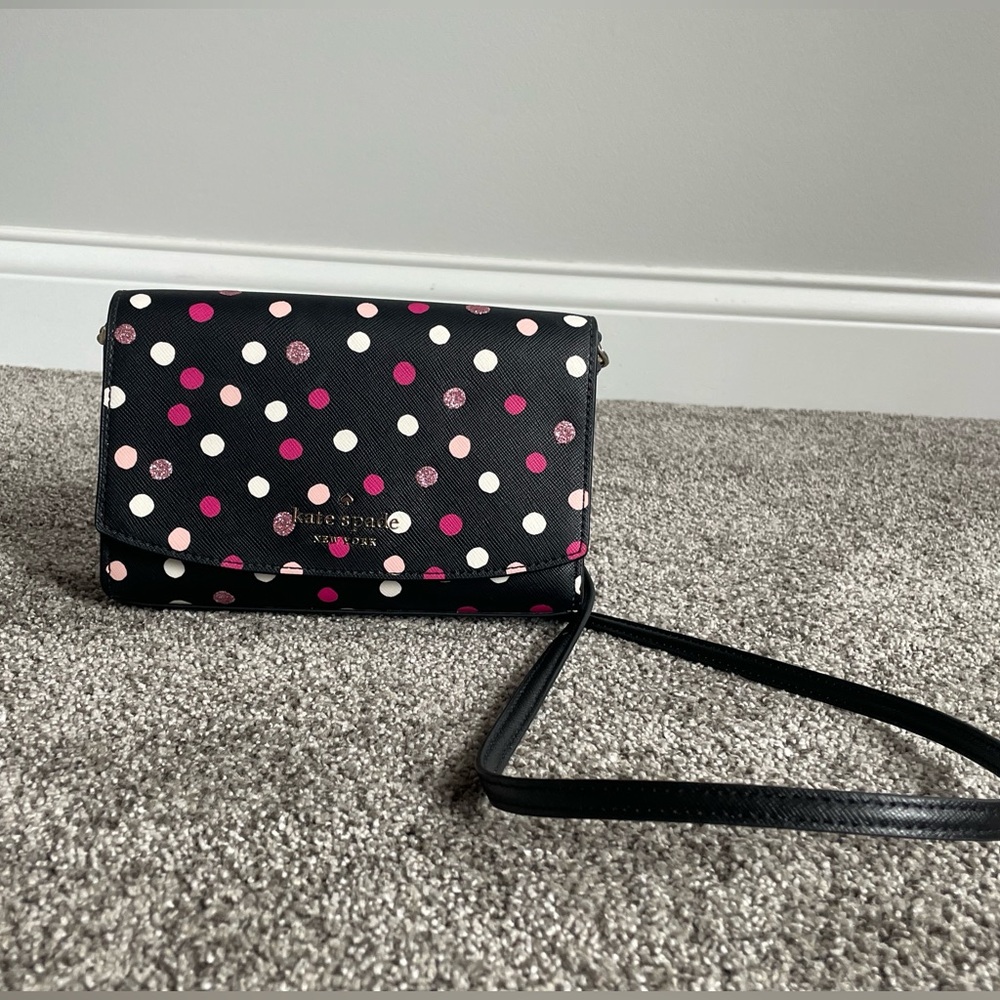 Authentic Kate Spade Stacy Glimmer Dot printed Small Flap Crossbody
